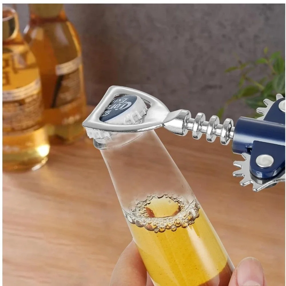 Blue Wing Corkscrew Wine Opener and Bottle Opener Zinc Alloy Bar Tool NEW